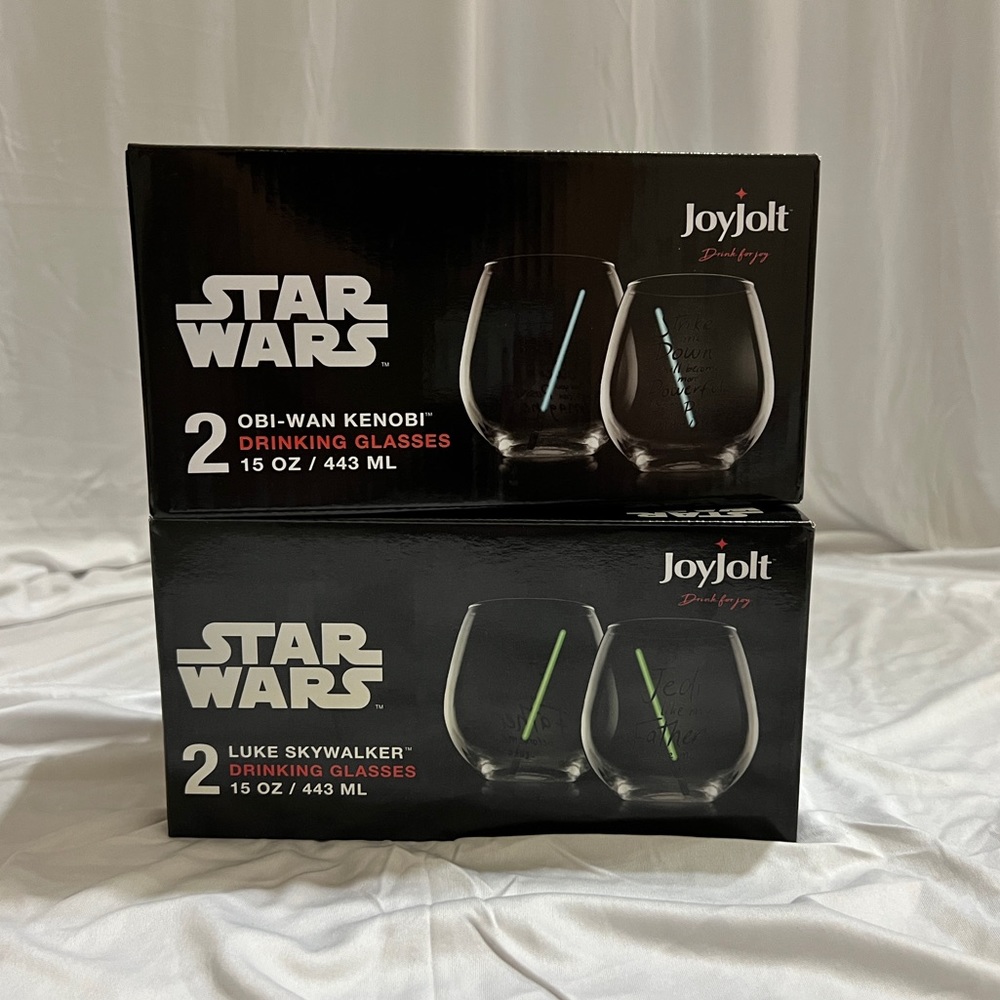 *NEW IN BOX* STAR WARS Obi-Wan Kenobi & Luke Skywalker Drinking Glass, set